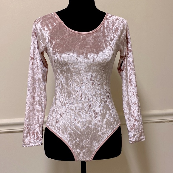 Light Pink Velvet Velour Body Suit - Picture 3 of 16